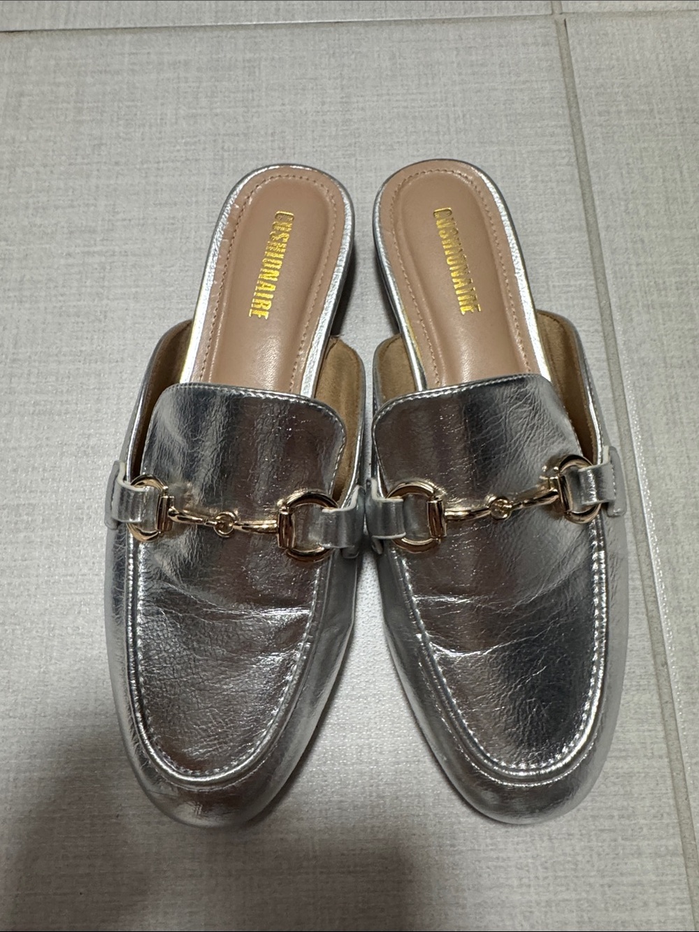 Cocobelle Silver Metallic Horsebit Mule